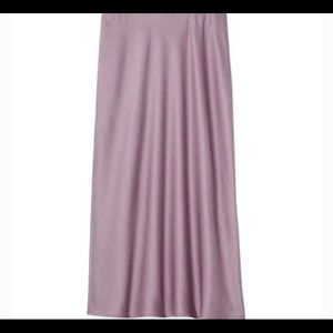 Lilac Satin-Feel Midi Skirt